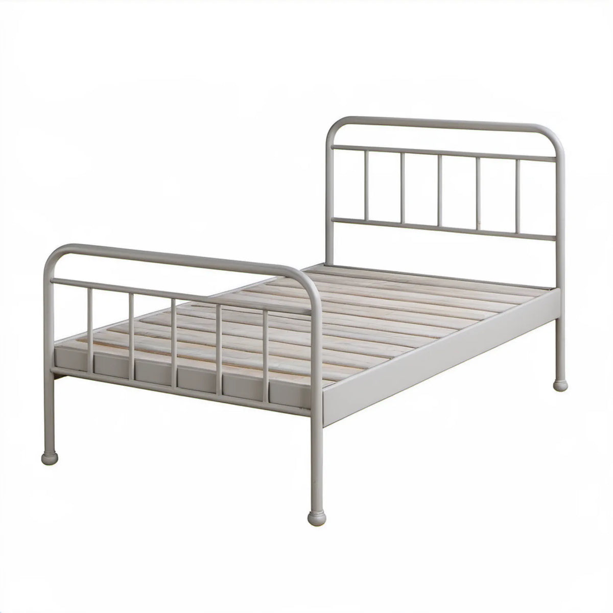 Szare metalowe łóżko dwuosobowe ze stelażem 160 × 200 cm